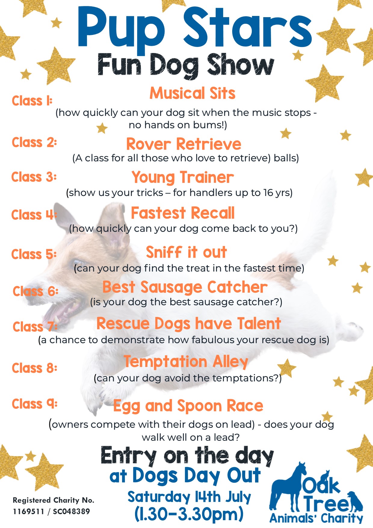 'Pup Stars' Fun Dog Show Classes Announced! Oak Tree Animals' Charity